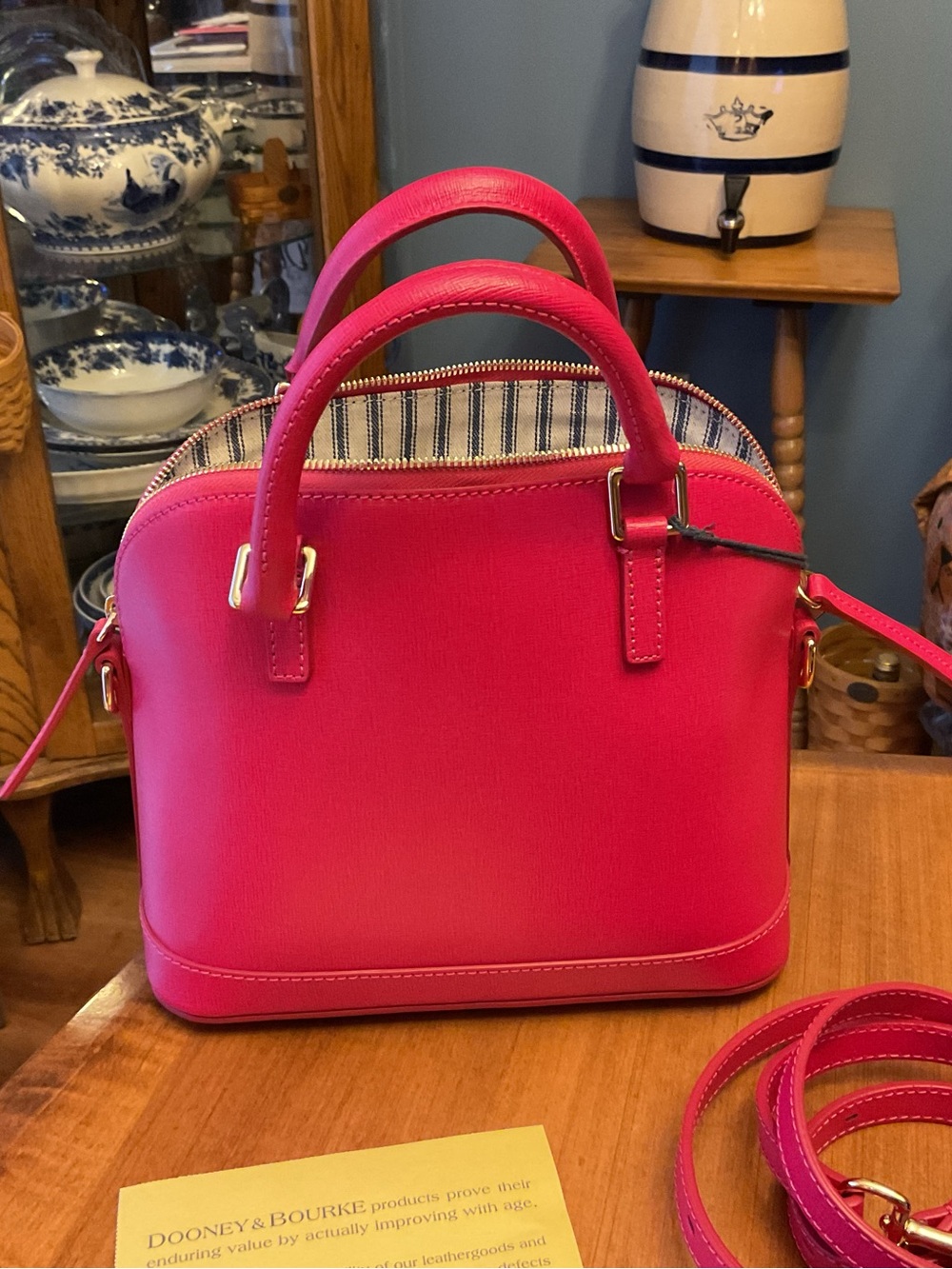 Dooney & Bourke Hot Pink Saffiano Leather Small Domed Satchel NWT - Picture 2 of 15